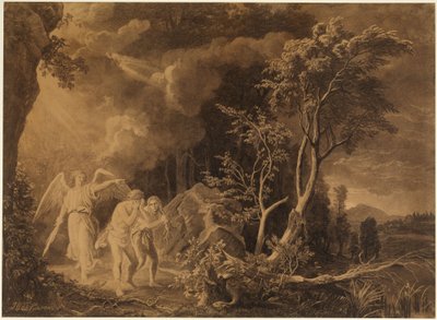 Utdrivningen ur paradiset (Första Moseboken 3, 23-24) av Johann Wilhelm Schirmer