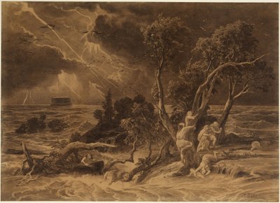 Syndafloden (Första Moseboken 7:23) av Johann Wilhelm Schirmer