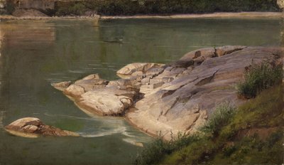 Klippig flodstrand av Johann Wilhelm Schirmer