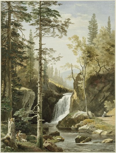 Landskap med bergsbäck av Johann Wilhelm Schirmer