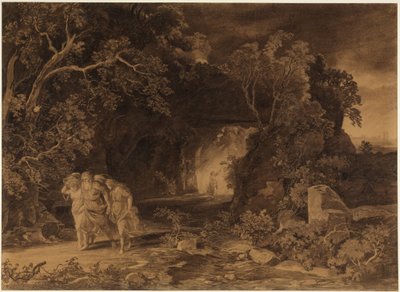 Lots flykt (Första Moseboken 19, 24-26) av Johann Wilhelm Schirmer