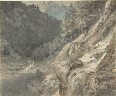 Bergslandskap med en flod av Johann Wilhelm Schirmer