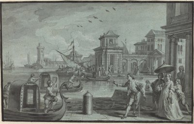 Venetian Fantasy med Dogana av Johann Wolfgang Baumgartner