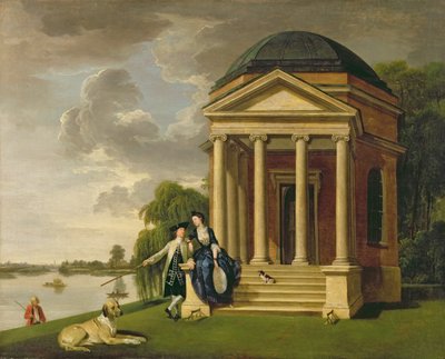 David Garrick (1717-79) och hans fru vid hans tempel till Shakespeare i Hampton, ca 1762 (olja på duk) av Johann Zoffany
