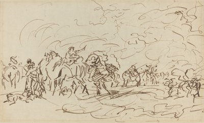 Sandstorm i öknen som kör om en husvagn av Johann Zoffany