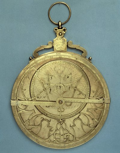 Astronomiskt instrument: en astrolabium av Johannes Stoeffler (Stoffler) (1452-1531), tillverkad på 1500-talet. Paris, Brieux Collection av Johannes Stoeffler
