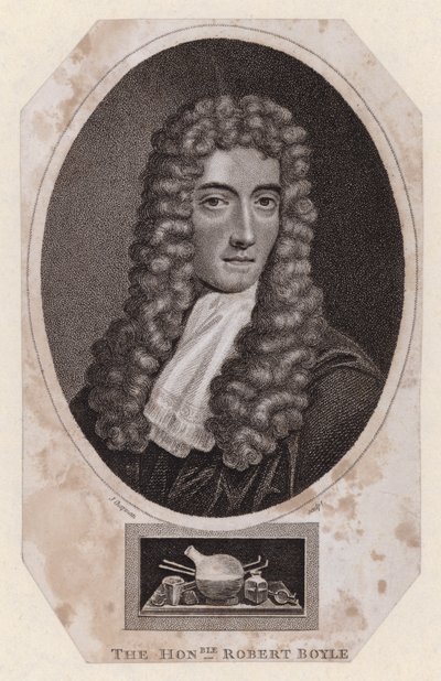Robert Boyle, anglo-irländsk naturfilosof och kemist (gravyr) av Johannes (after) Kerseboom