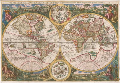 1596 års världskarta - Orbis Terrae Compendiosa Descriptio Ex peristissimorum totius orbis Gaeographorum operibus desumpta av Johannes Baptista Vrints