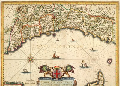 Genoa Republic, Karta över Jan Baptist Vrients, Kopparstick av Johannes Baptista Vrints