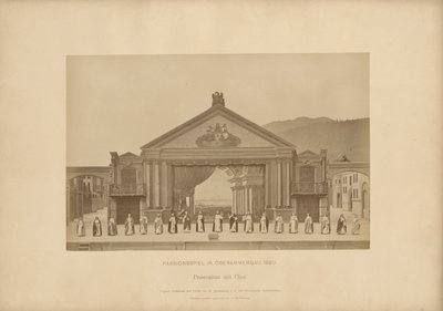 Passionsspel från Ober-Ammergau - proscenium med kör av Johannes Bernhard