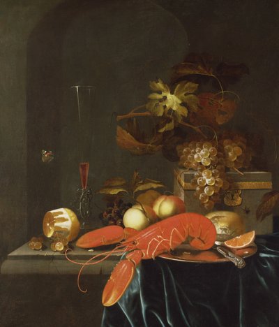 Stilleben av frukt med en hummer av Johannes Borman
