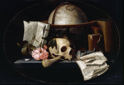 Vanitas stilleben, ca 1655 (olja på ekpanel) av Johannes Borman