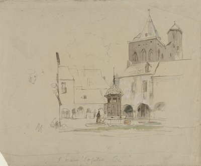 Studie av torget vid S. Maria im Kapitol i Köln av Johannes Bosboom