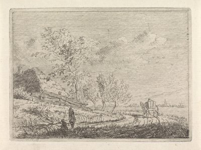 Landskap med vagn och två fiskare av Johannes Christiaan Janson