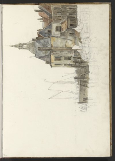 Kaj vid Groothoofdspoort i Dordrecht av Johannes Christiaan Schotel