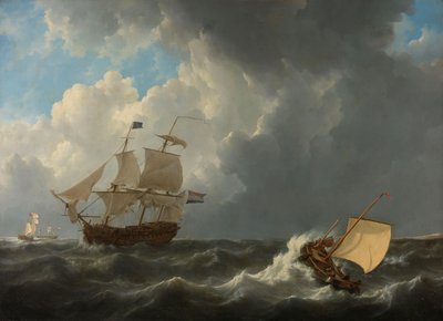 Fartyg i ett turbulent hav av Johannes Christiaan Schotel