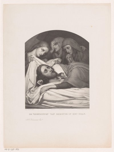 Kvinnor vid Kristi grav Kristi vänner i graven (titel på objekt) av Johannes Christiaan d