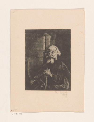 Gammal sittande man av Johannes Driesch (signed by artist)