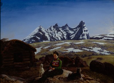 Store Skagastølstind (olja ombord) av Johannes Flintoe