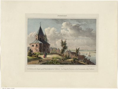Sint-Nicolaas kapell i Nijmegen Den Hedensche Kapel, på Valkhof promenadplats. La Chapelle Payenne, à la Promenade, denna Valkhof (titel på objekt) Nymegen. (serietitel på objekt) av Johannes Franciscus Christ