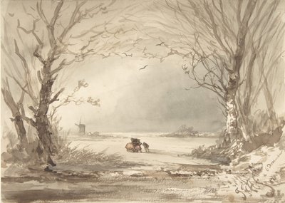 Ett vinterlandskap, 1854. av Johannes Franciscus Hoppenbrouwers