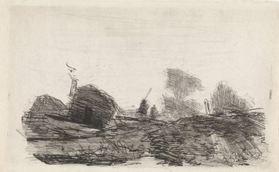 Landskap med en lada och två ryttare av Johannes Franciscus Hoppenbrouwers