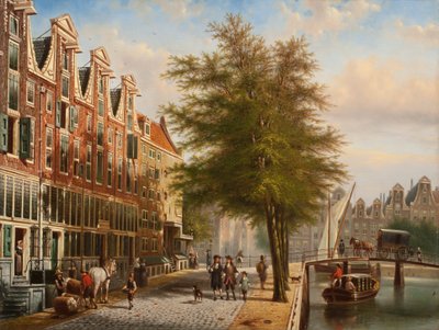 Utsikt över Leidsegracht och Herengracht, Amsterdam av Johannes Franciscus Spohler