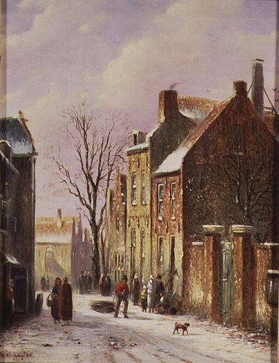 Vinter gatubild av Johannes Franciscus Spohler