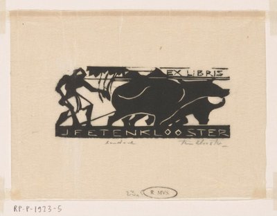 Ex-libris av J.F.E. vid kloster av Johannes Frederik Engelbert ten Klooster (signed by artist)