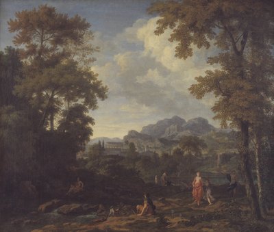 Klassiskt landskap med Diana (?) och hennes nymfer av Johannes Glauber