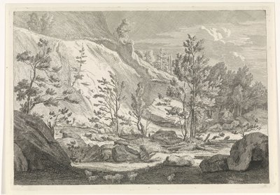 Ravin med en flock får Landskap i Chartreuzerbergen (serietitel) av Johannes Glauber