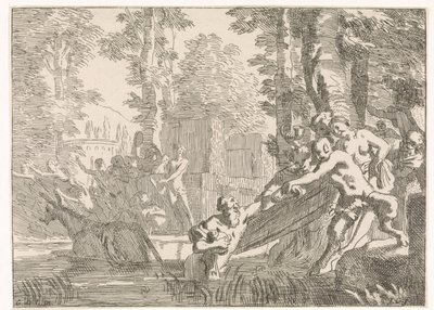 Silenus dras upp ur vattnet Mytologiska och allegoriska representationer (serietitel) av Johannes Glauber