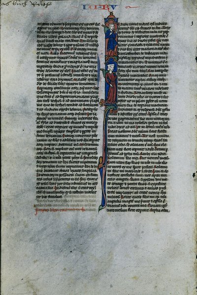 Initial I med Elimelek och Naomi: Blad från en latinsk bibel 1 av 2 utskurna löv, ca. 1250. av Johannes Grusch Atelier