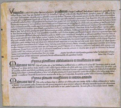 Avlatsbrev (för expeditionen mot turkarna och försvaret av Cypern), (Mainz, Johannes Gutenberg, 1455) av Johannes Gutenberg