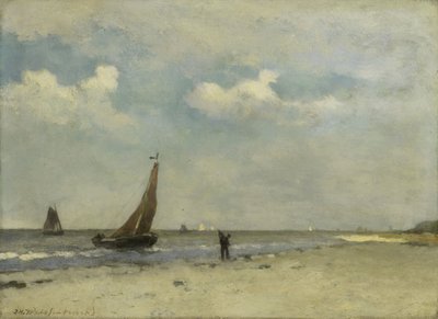 Strandscen, ca 1870-1903 (olja på pannå) av Johannes Hendrik Weissenbruch