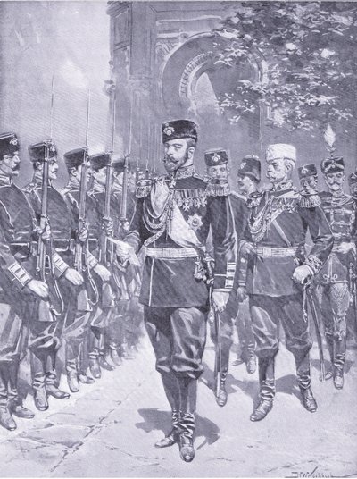 His Imperial Majesty the Tzar, illustration från Cassells History of the Russian-Japanese War Vol 1, c.1900 av Johannes Hermann Barend Koekkoek