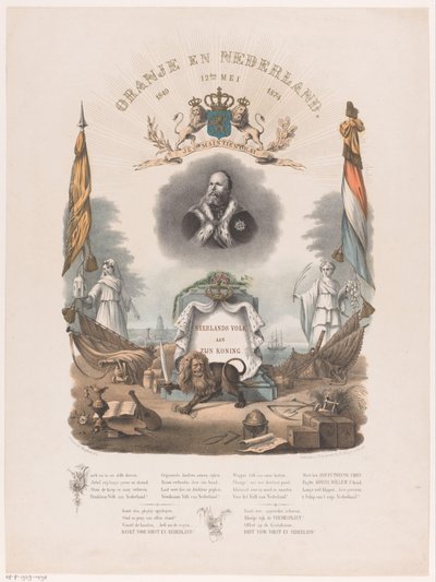 Allegori om 25-årsdagen av kung Vilhelm III:s regeringstid den 12 maj 1874 av Johannes Hermanus van der Heijden