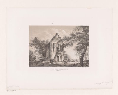 Hus på stadsmuren Stede-vägg från 1700-talets insida (titel på föremålet) av Johannes Hilverdink (attributed to)