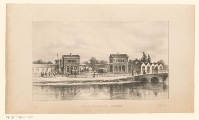 Rhens järnvägsstation i Amsterdam Station för Rhens järnväg (titel på objekt) av Johannes Hilverdink (possibly)