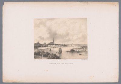 Utsikt över Arnhem från Rehberg Arnhem van den Rehberg (titel på objekt) Holländsk stads- och hamnvy efter teckningar av Everhardus Koster (serietitel) E. Kosters skissbok: Dutch City and Harbour Views (serietitel) av Johannes Hilverdink