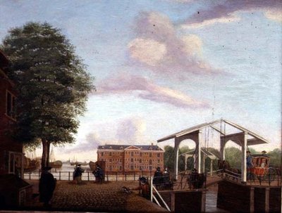 En kaj vid en hamn av Johannes Huibert (circle of) Prins