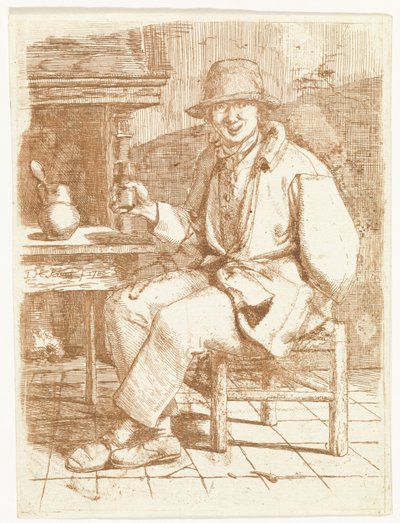 Leende man med glas i handen av Johannes Huibert Prins