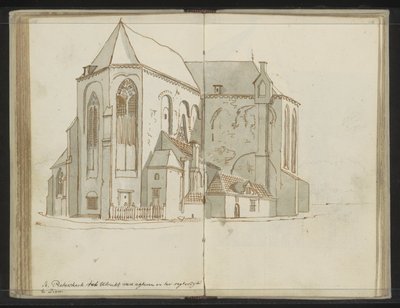 Till höger och baksidan av Pieterskerk i Utrecht av Johannes Huibert Prins