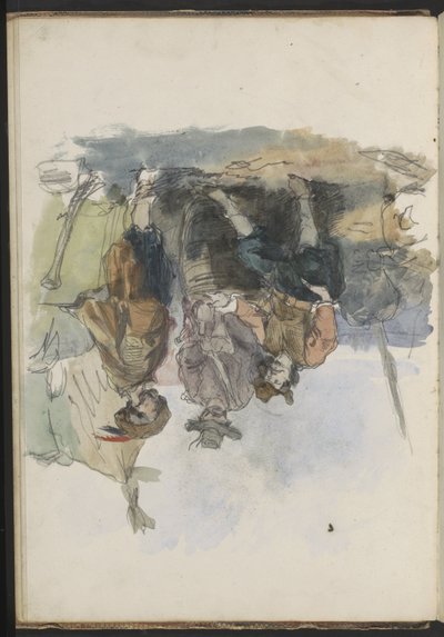 Tre män på en kaj av Johannes Huybertus van Hove Bzn