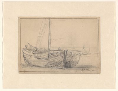 Bomschuit på stranden av Johannes Huygens (signed by artist)