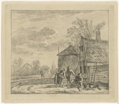 Landskap med gård och slåttergård november De tolv månaderna (serietitel) The Colored Drawings of the 12 Months (...) (serietitel) av Johannes Janson