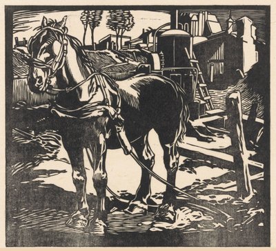 Spänd vagnhäst av Johannes Josephus Aarts (signed by artist)