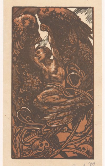 Bevingad kvinna med skallar av Johannes Josephus Aarts (signed by artist)