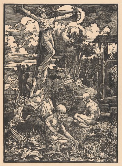 Korsfäst man i kuperat landskap av Johannes Josephus Aarts