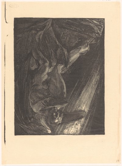 Fallen ängel sitter på en sten av Johannes Josephus Aarts